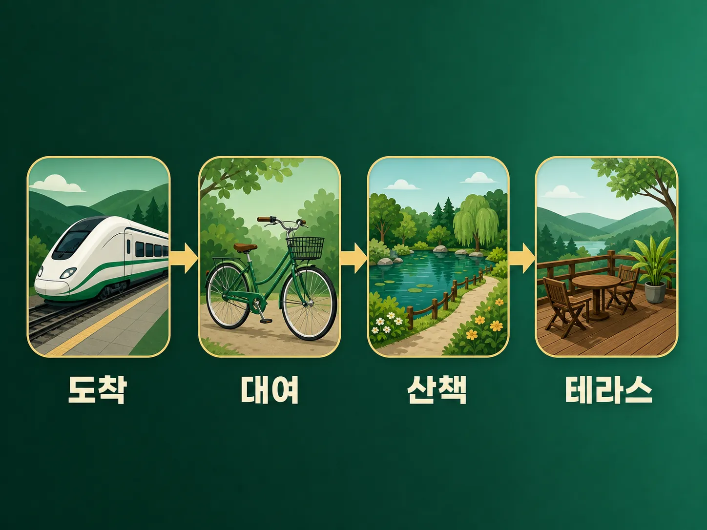 가루이자와 여름 당일치기 자전거 동선 타임라인 인포그래픽