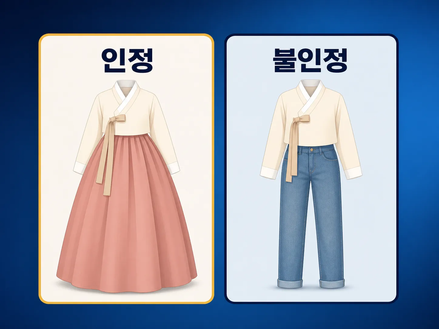 고궁 한복 무료입장 인정 기준 비교 인포그래픽