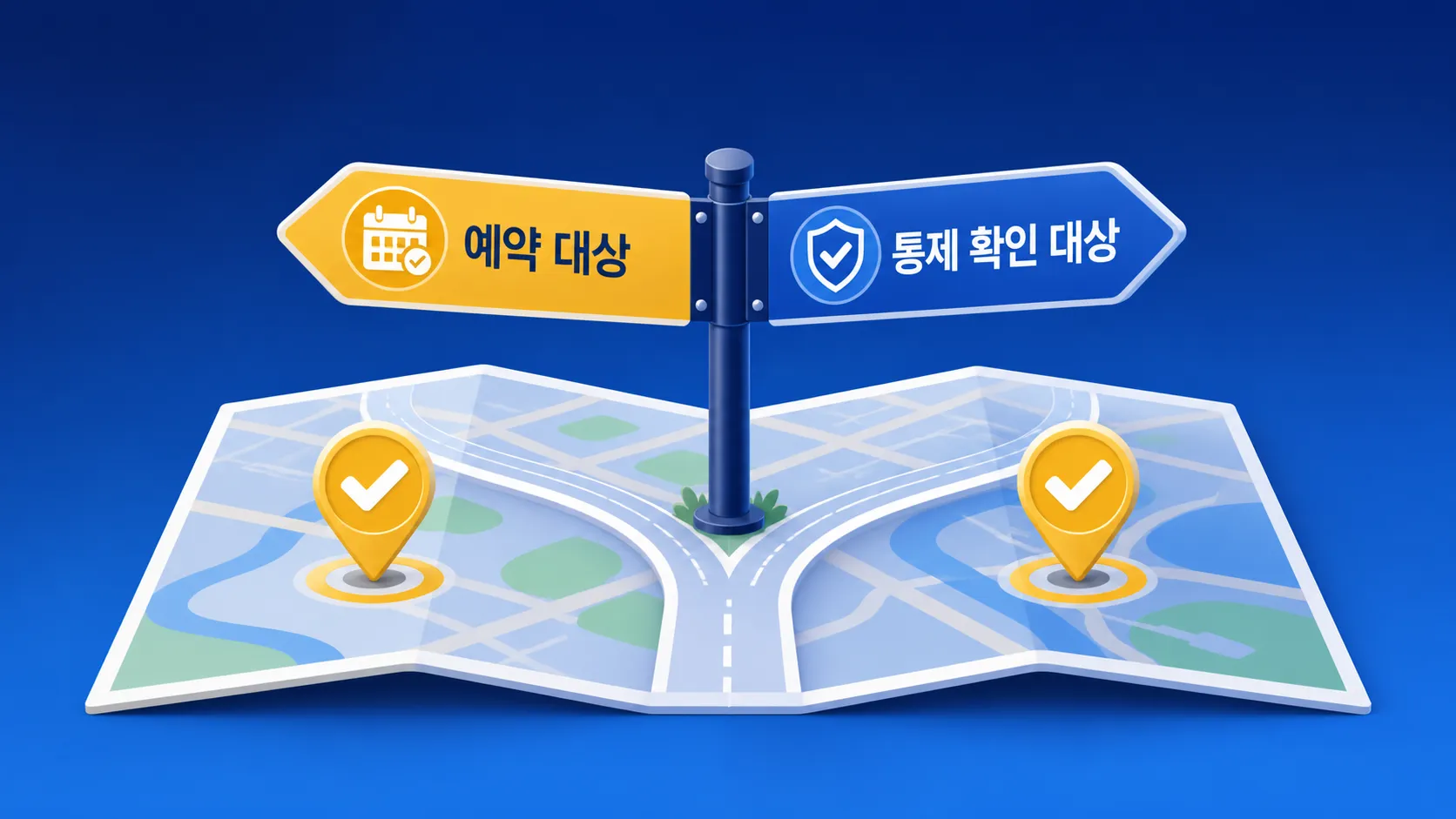예약 대상 탐방로와 통제 확인 탐방로 비교 일러스트