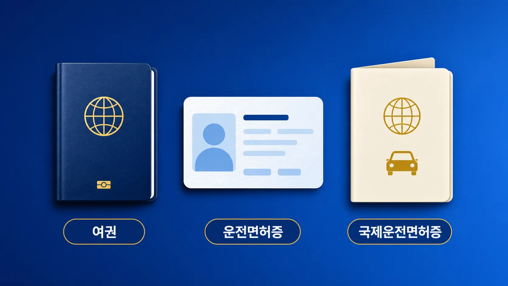 해외 렌터카 운전 필수 서류 세 가지 일러스트
