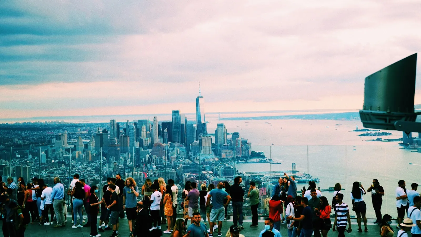 The Edge outdoor sky deck overlooking a New York sunset