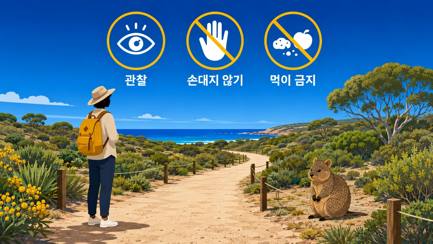 Quokka selfie etiquette illustration