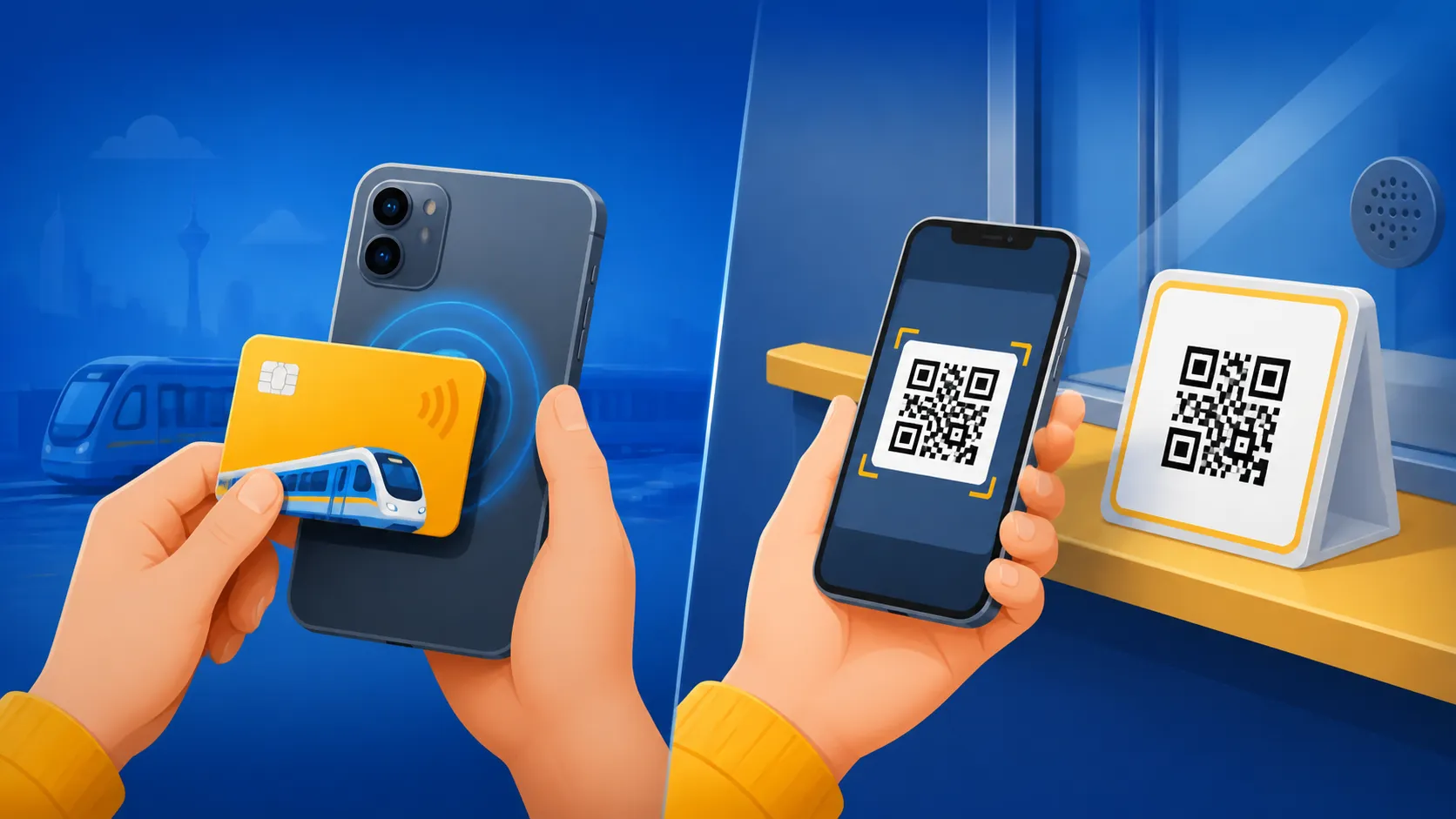 Infographic on issuing a mobile ID by tapping an IC card and scanning a QR code