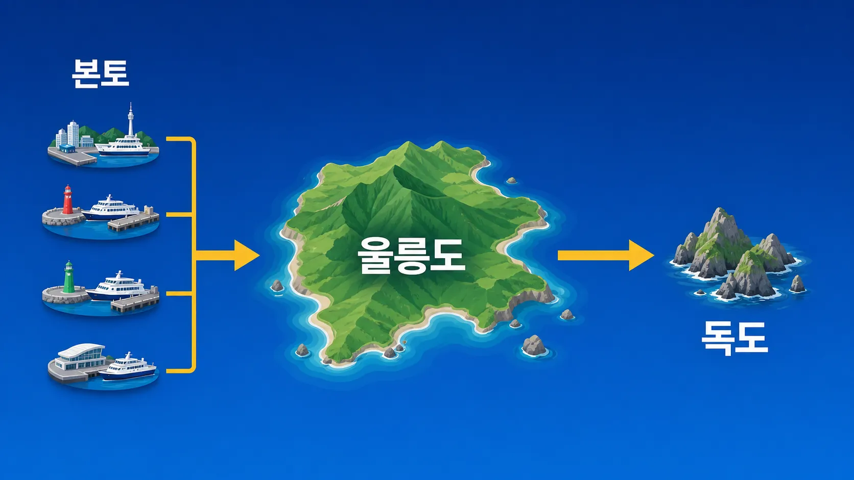 울릉도 독도 배편 경로 인포그래픽