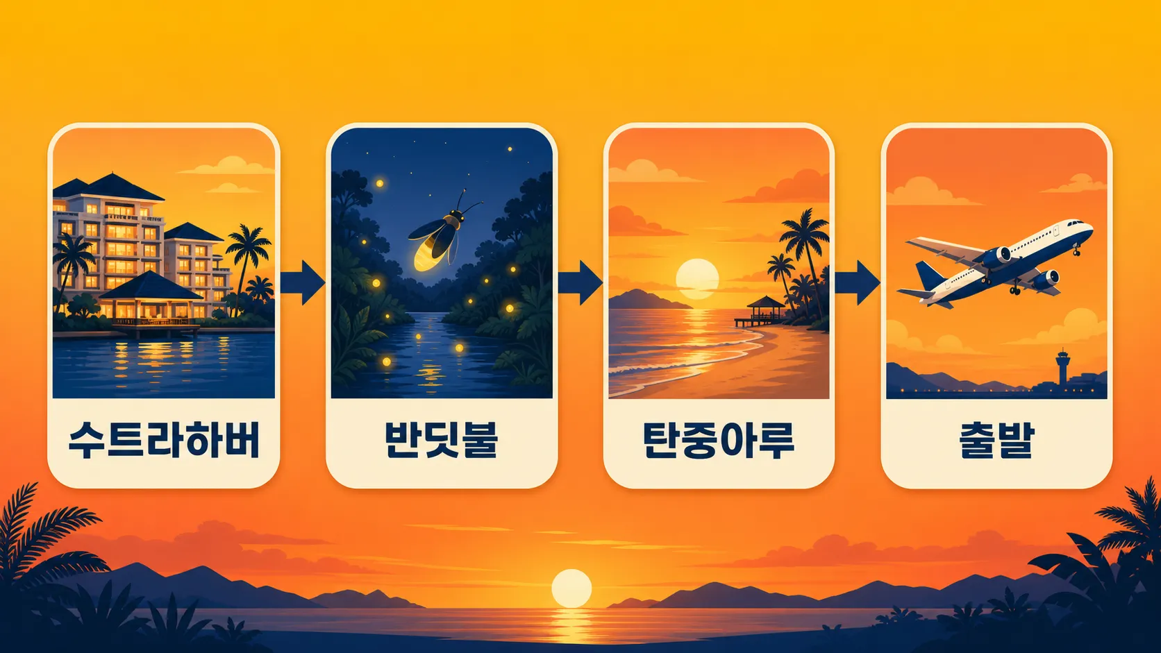 코타키나발루 3박 4일 선셋·반딧불 동선 인포그래픽