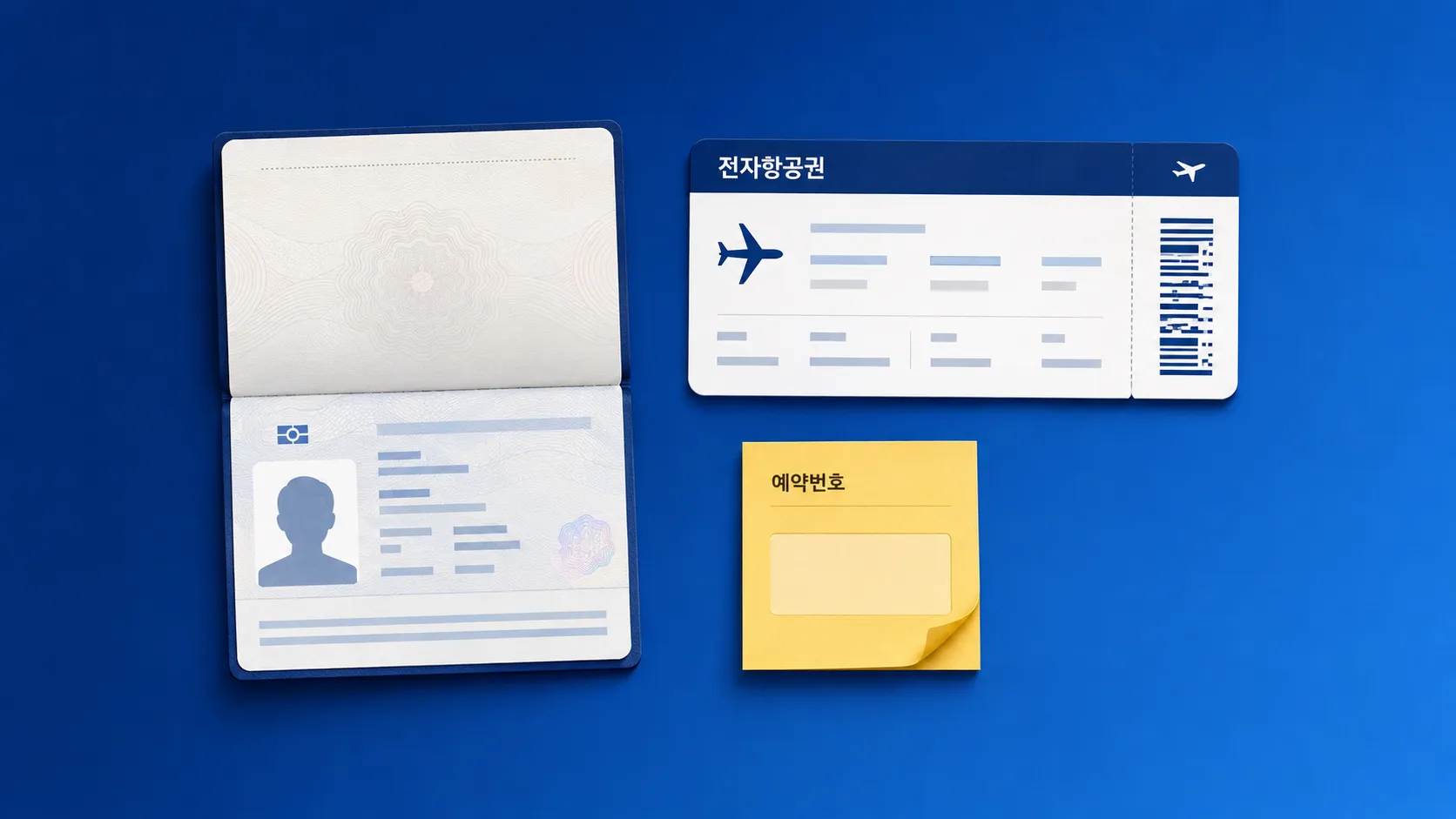 여권과 예약번호를 준비한 항공권 이름 수정 서류