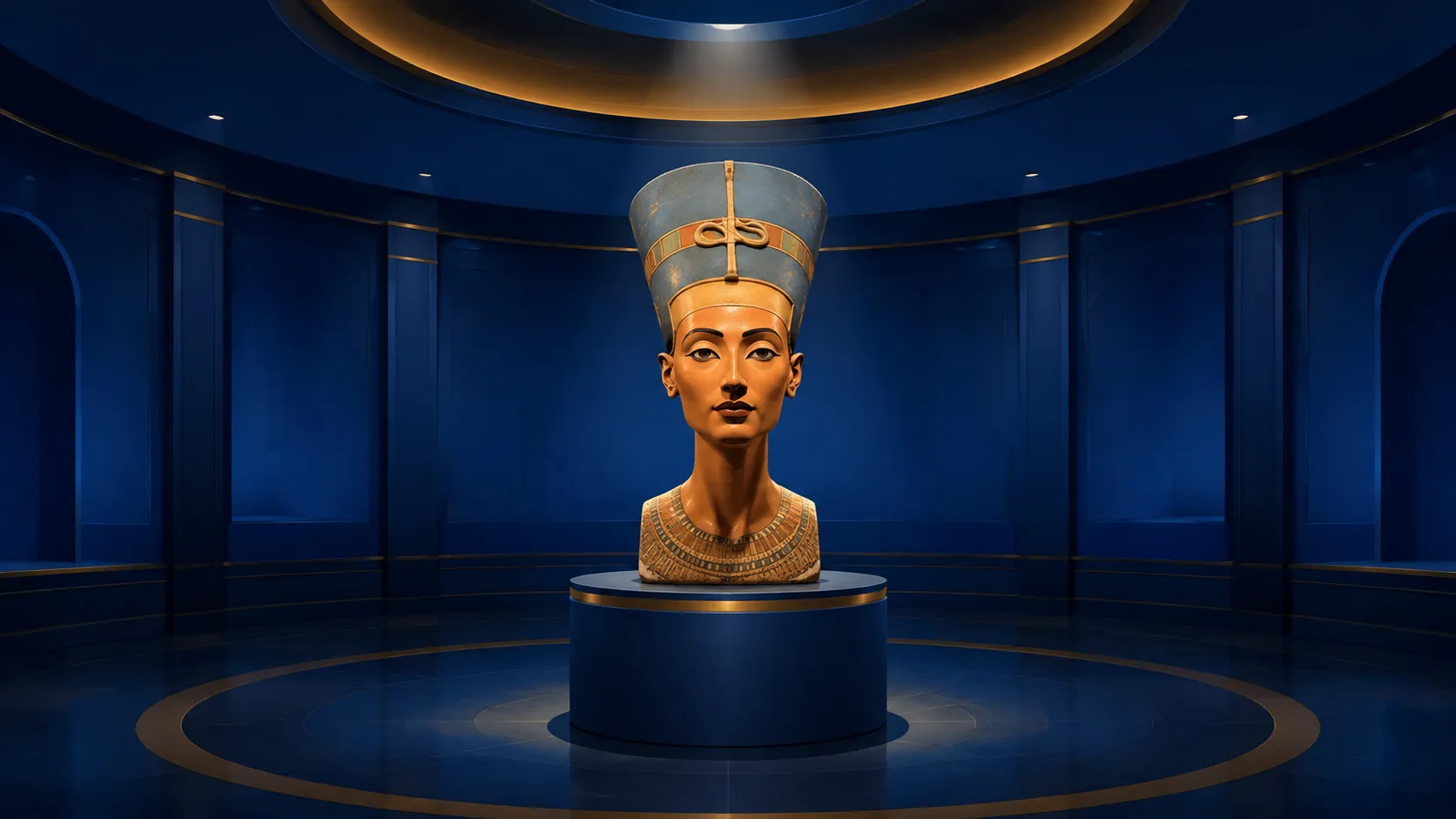 The bust of Nefertiti in the Neues Museum's North Dome exhibition room