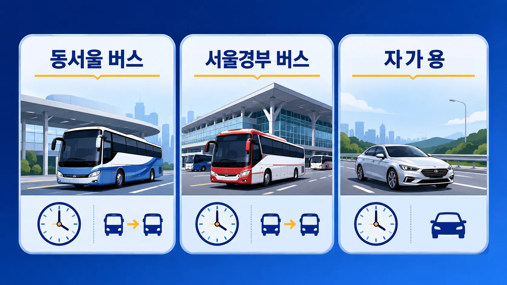 서울에서 양양까지 버스와 자가용 소요 시간 비교