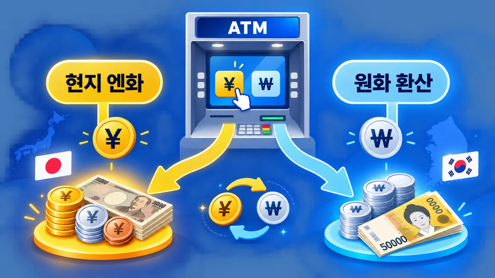 Choosing yen or won payments at a Japanese ATM