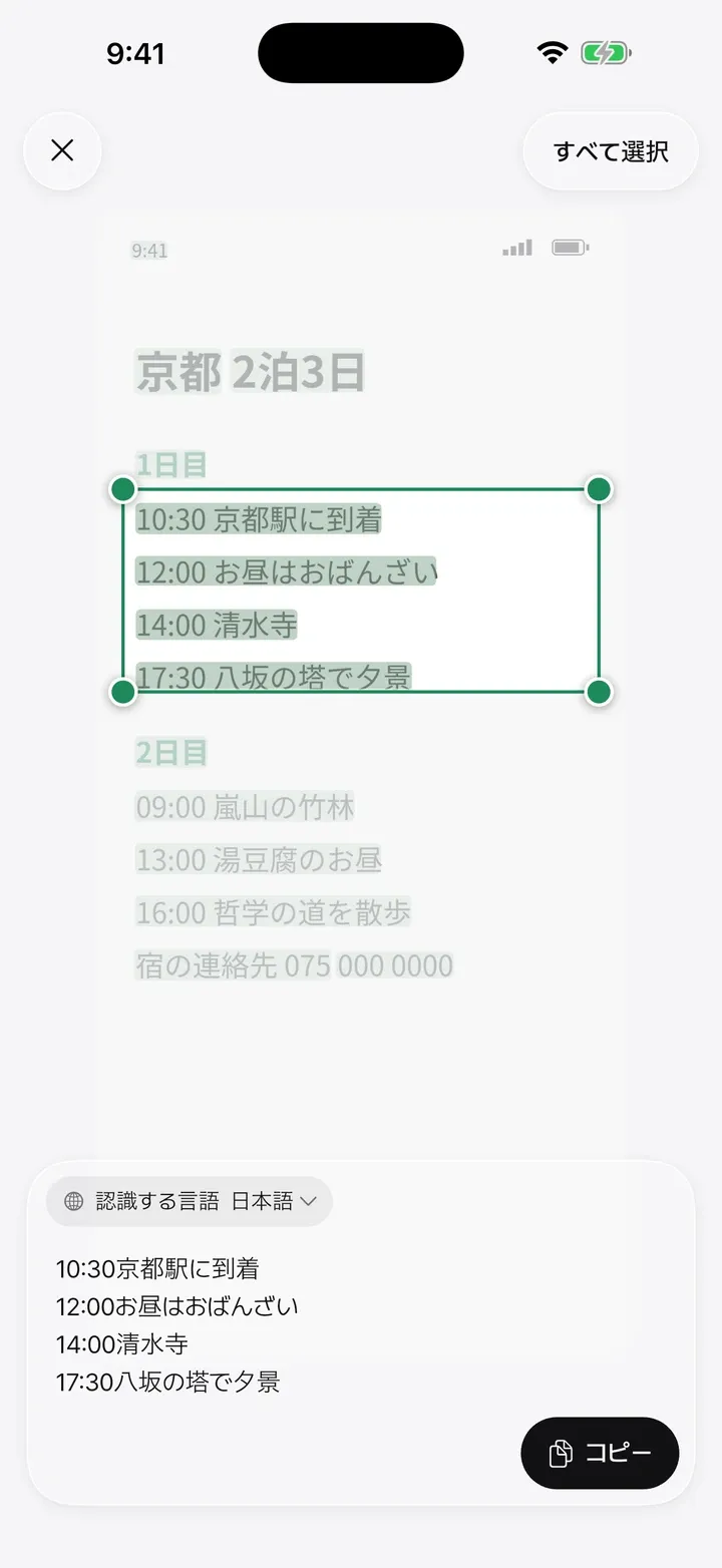 必要な文字だけ選んでコピー