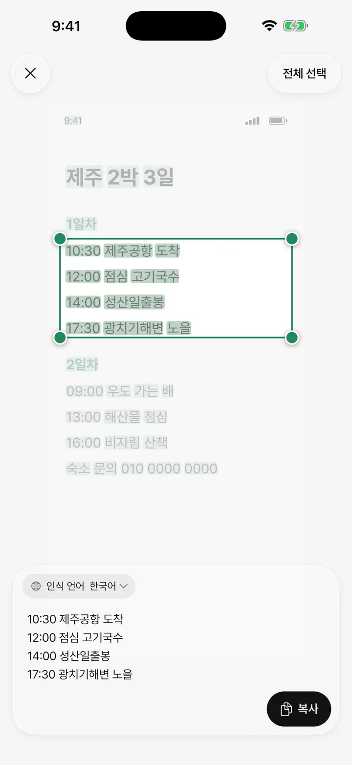 필요한 글자만 골라 복사합니다