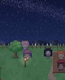 별빛 언덕: 돗자리에 앉아 별 보는 언덕. 밤엔 별이 쏟아지고 맑으면 별똥별도